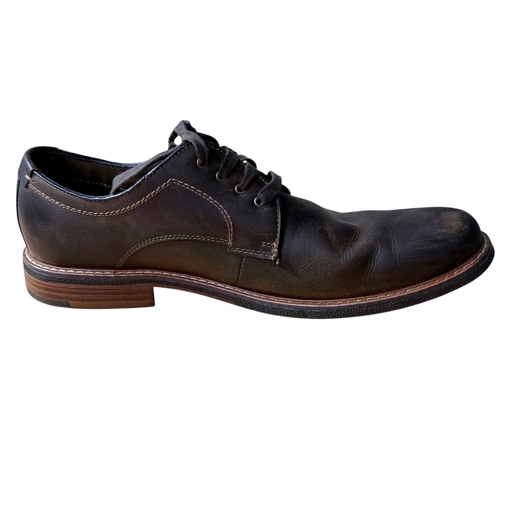 G H Bass Mens Dark Brown Leather Oxford Lace Up Dress Shoes Size 12M‎